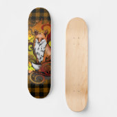 Skateboard Autumn Fox Plaid Woodland Illustration (Recto)