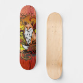 Skateboard Autumn Fox Red Wood Grain Illustration (Recto)