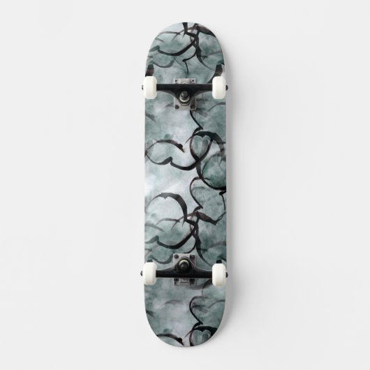 Skateboard avant-garde d'art grise, peinture de main noire (Recto)