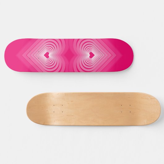 Skateboard avec Coeurs - Rose (Horz)
