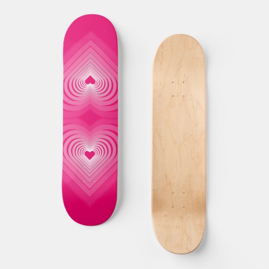 Skateboard avec Coeurs - Rose (Recto)