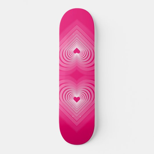 Skateboard avec Coeurs - Rose (Recto)