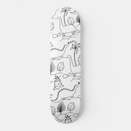 Skateboard avec de mignons dinosaures. (Recto)