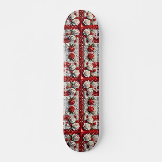 Skateboard avec design Rose anglais (Devant)