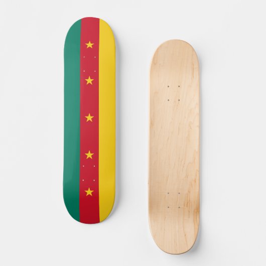 Skateboard avec drapeau du Cameroun (Recto)