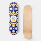 Skateboard Avec le nom 💙 💛 périwinkle, bleu et jaune Azulej (Recto)