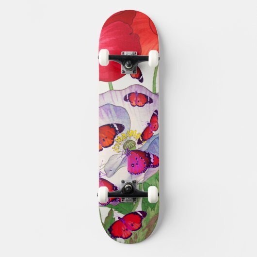 SKATEBOARD AVEC POPIES ET BOUTEILLES (Recto)