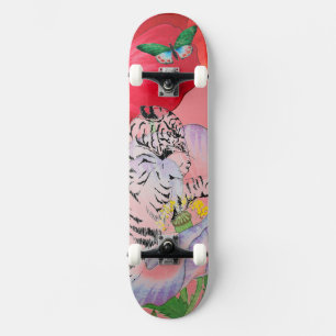 SKATEBOARD AVEC TIGRE ET POPIES