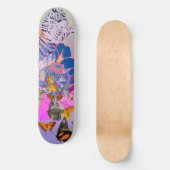 SKATEBOARD AVEC TIGRE JAPONAIS ET FLEURS (Recto)