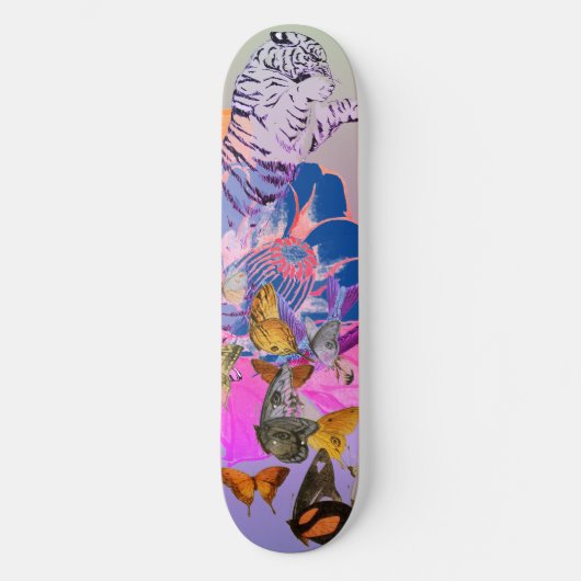 SKATEBOARD AVEC TIGRE JAPONAIS ET FLEURS (Recto)