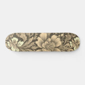 Skateboard Awesome Vintage Sepia Floral Pattern  (Horz)