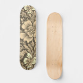 Skateboard Awesome Vintage Sepia Floral Pattern  (Recto)