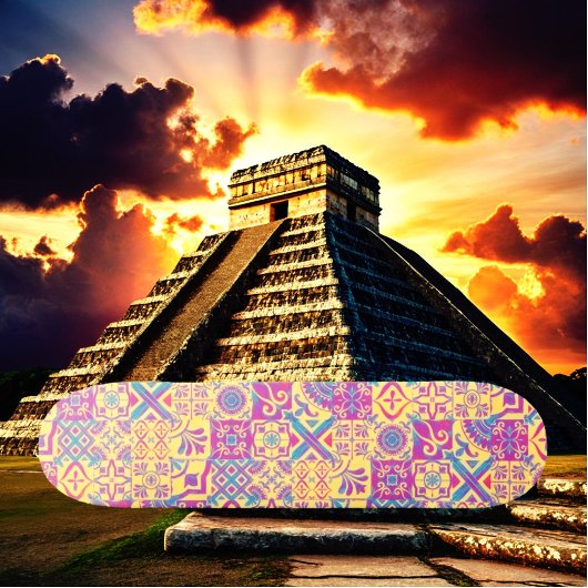 Skateboard Aztec Espagnol Carrelage Méditerranéen Ski