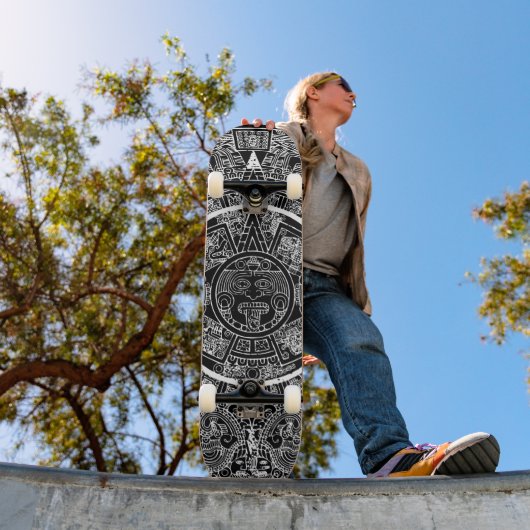 Skateboard Aztec mexicain Soleil Pierre Maya Calendrier 3 (Extérieur 1)