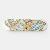 Skateboard Bague bleue Octopus sur encre blanche (Horz)