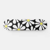Skateboard Baise blanche sur Floral noir (Horz)