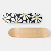 Skateboard Baise blanche sur Floral noir (Horz)