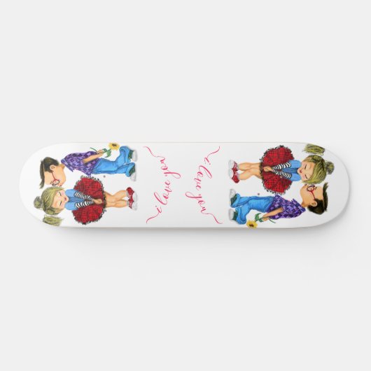 Skateboard Baiser - Romantique Couple - Amour - Saint Valenti (Horz)