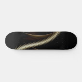 Skateboard Balayage Doré sur Fond Noir (Horz)