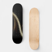 Skateboard Balayage Doré sur Fond Noir (Recto)