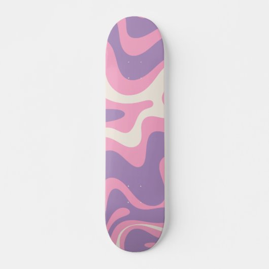 Skateboard Balayage liquide rétro Super rose violet Abstrait (Devant)