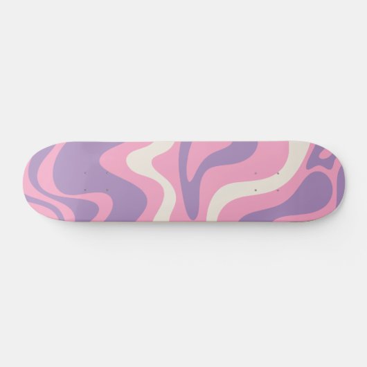 Skateboard Balayage liquide rétro Super rose violet Abstrait (Horz)