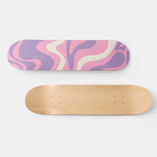 Skateboard Balayage liquide rétro Super rose violet Abstrait (Horz)