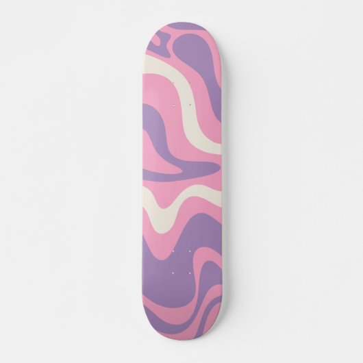 Skateboard Balayage liquide rétro Super rose violet Abstrait (Devant)
