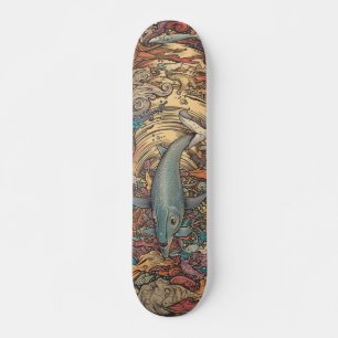 Skateboard Baleine de mer psychédélique colorée