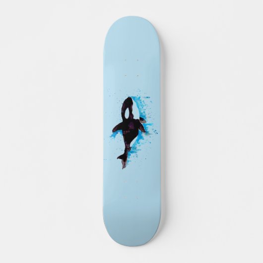 Skateboard Baleine noire et blanche tueuse (Devant)