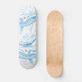 Skateboard Baleines bleues Famille Blanc (Recto)