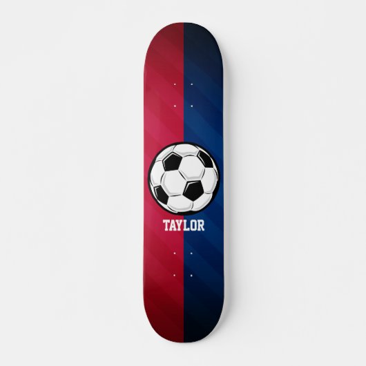 Skateboard Balle de football ; rouge, blanc et bleu (Devant)