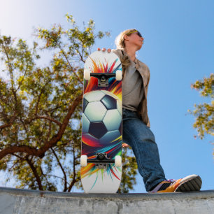 Skateboard Balle de football Splash Futuriste Football Abstra
