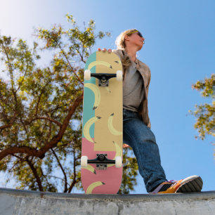 Skateboard Bananes Rétro Formes Colorées