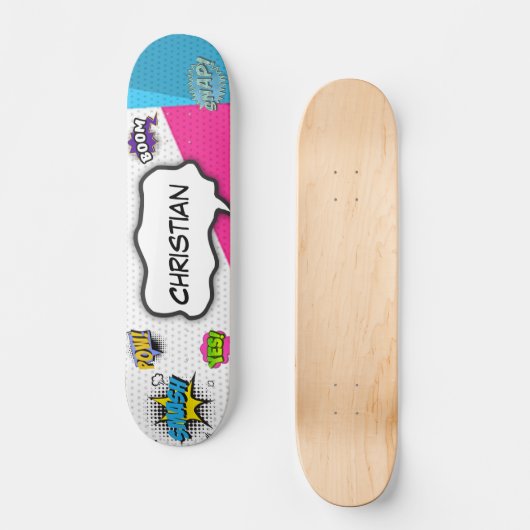 Skateboard Bande dessinée Art Pop Fun (Recto)