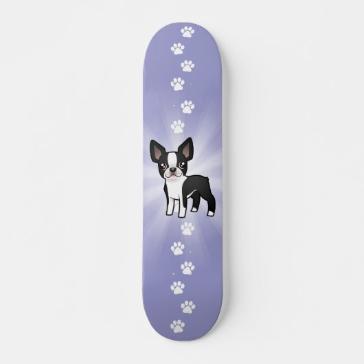 Skateboard Bande dessinée Boston Terrier (Devant)