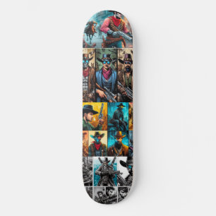 Skateboard bande dessinée de cowboys