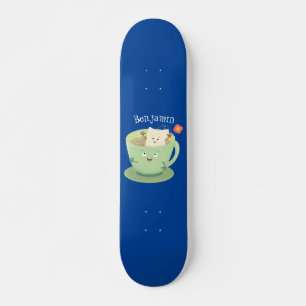 Skateboard Bande dessinée de la tasse de thé mignonne humour 
