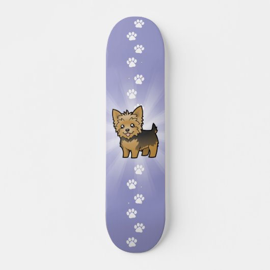 Skateboard Bande dessinée Yorkshire Terrier (cheveux courts (Devant)