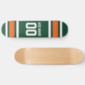 Skateboard Bandes blanches vertes et orange Numéro de nom per (Horz)