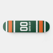 Skateboard Bandes blanches vertes et orange Numéro de nom per (Horz)