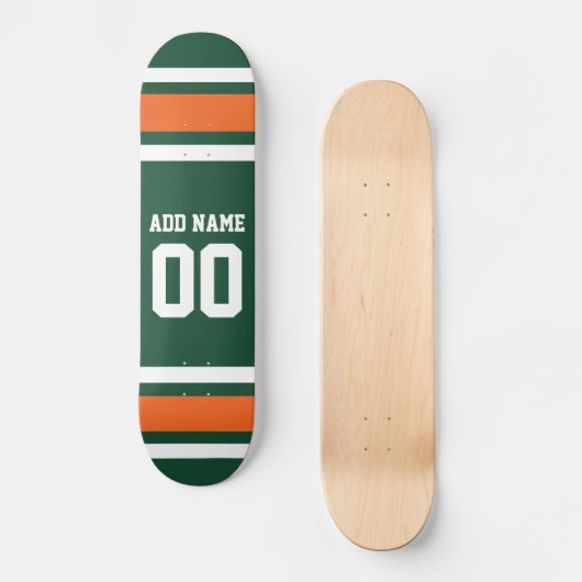 Skateboard Bandes blanches vertes et orange Numéro de nom per (Recto)