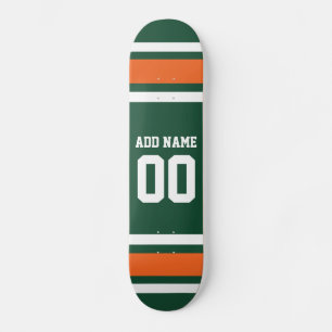 Skateboard Bandes blanches vertes et orange Numéro de nom per
