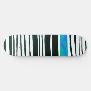 Skateboard Bandes bleues noires, blanches et méditerranéennes