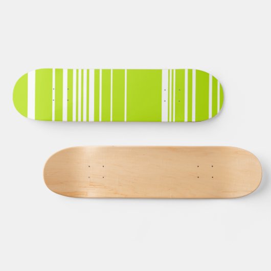 Skateboard Bandes complexes en vert citron et blanc (Horz)