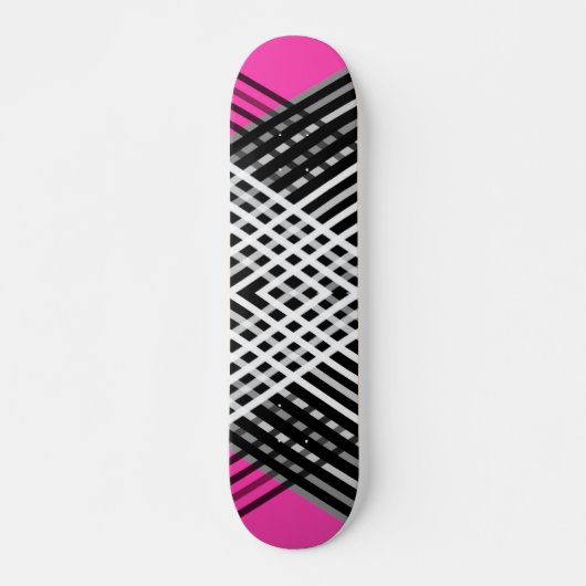 Skateboard Bandes entrelacées en noir et blanc et gris sur un (Devant)