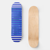 Skateboard Bandes géométriques blanches bleues Cool (Recto)