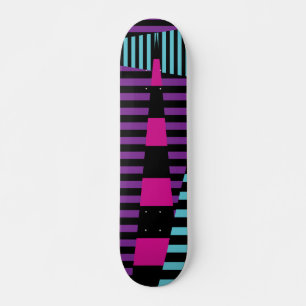 Skateboard Bandes sur bandes - rose, pourpre, bleu et noir