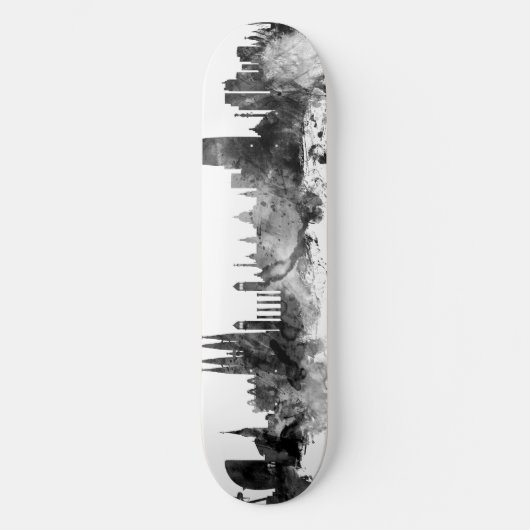 Skateboard Barcelone Espagne Skyline Noir Blanc (Recto)