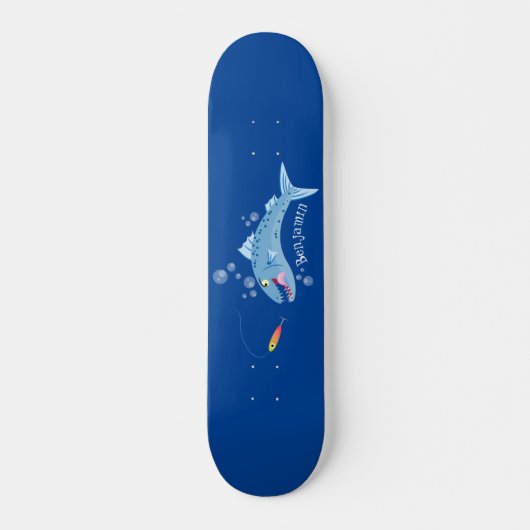Skateboard Barracuda poisson affamé de la pêche dessin animé (Devant)